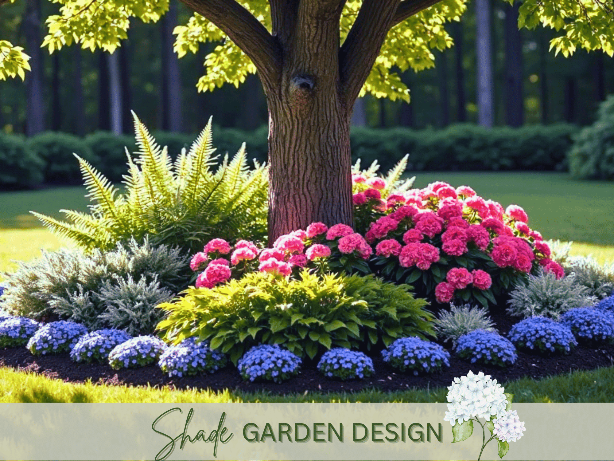 Bold & Beautiful Circular Shade Garden Design for Under Trees