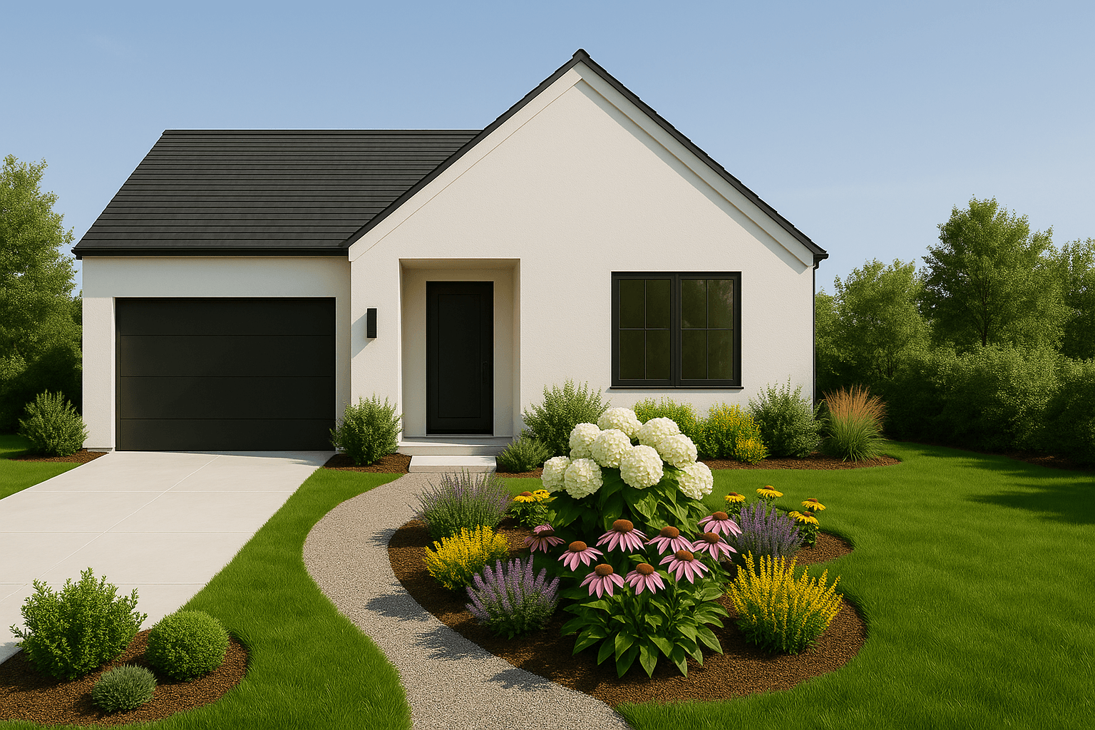 Modern Minimal Front Yard Landscape Design - After transformation