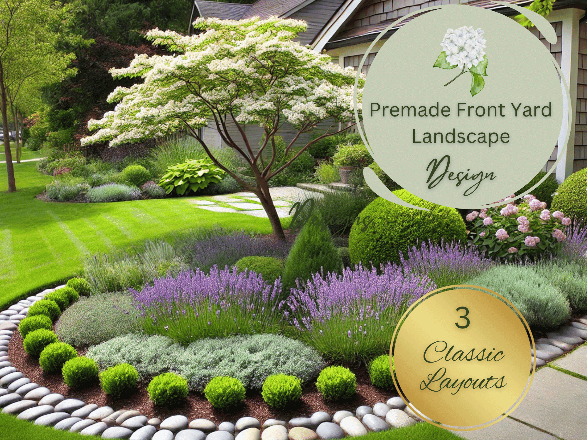 Premade Front yard landscaping design plans partial shade