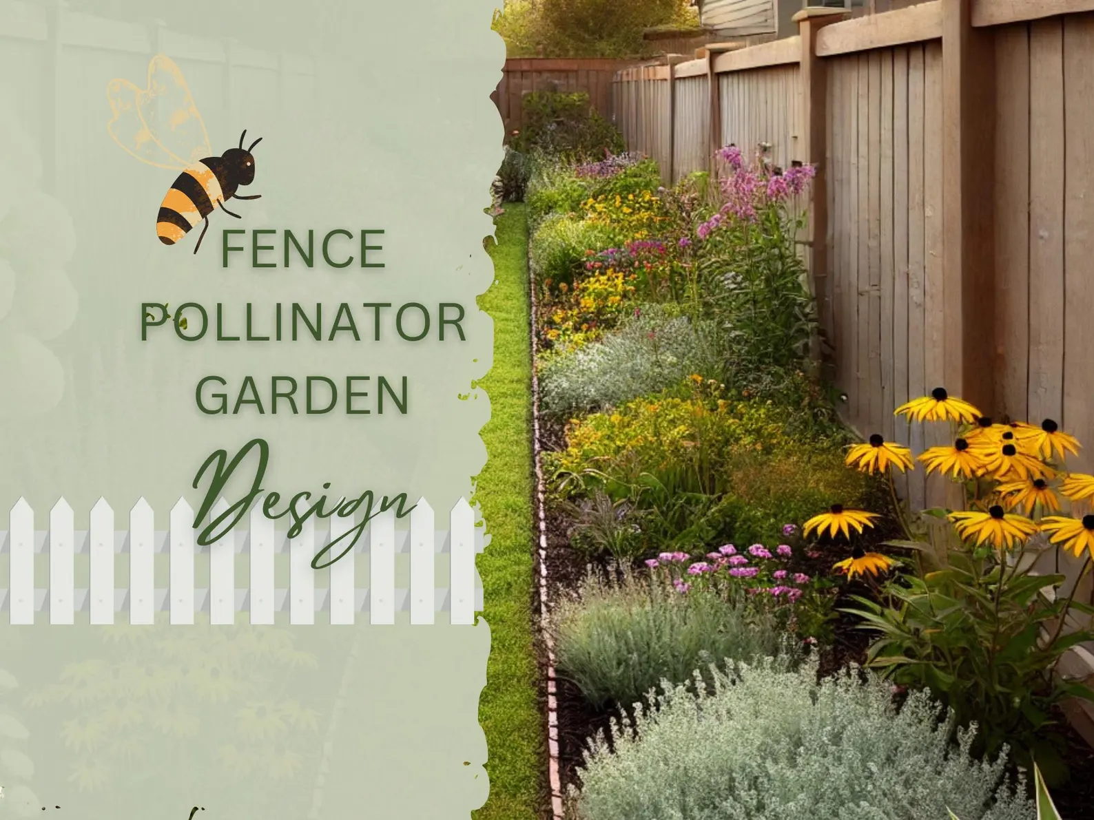 Premade pollinator fence garden landscape design